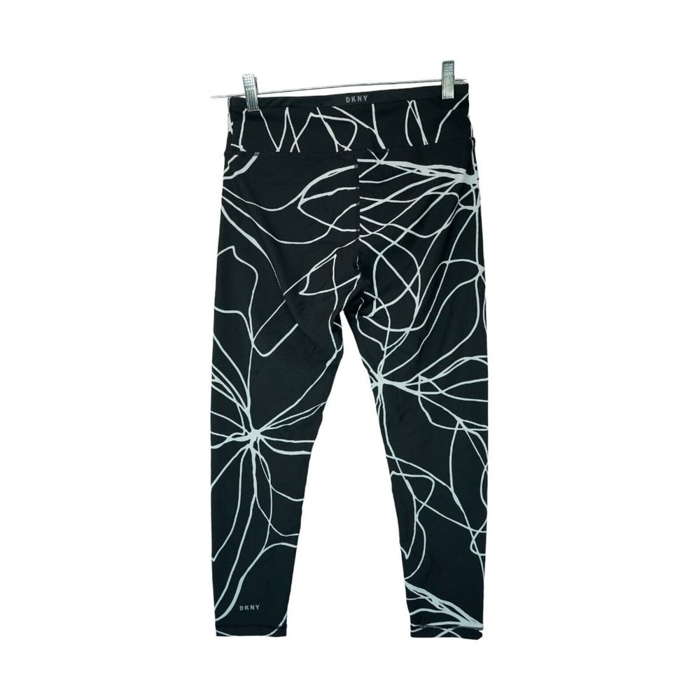 DKNY Womens Sport Amaryllis Printed High Rise Leggings Size Medium Color‎ Black